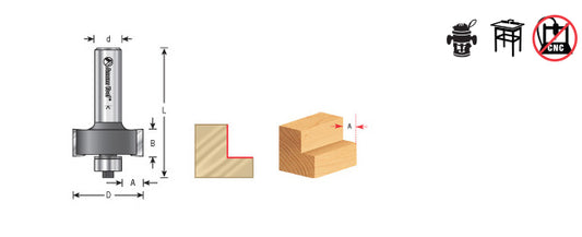 Router Bit - 1-1/4 Dia x 1/2 x 1/4 Shank - Rabbeting 3/8 Depth 49300