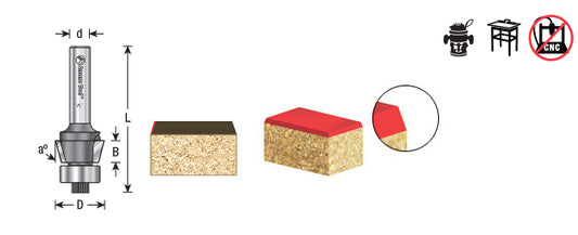 Router Bit - 5/8 Dia x 1/4 x 1/4 Shank WBB - Carb. Tipped Bevel Laminate Trim 15° 47200