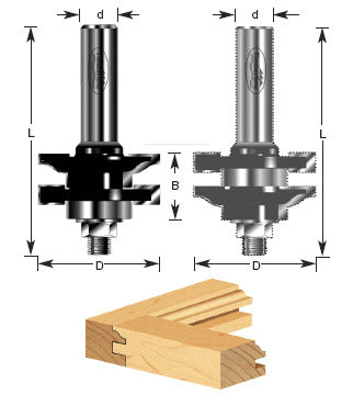 Router Bit - 1 -5/8 D x 7/8 CH 1/2 Shank - Reversible Ogee Stile & Rail 440-10