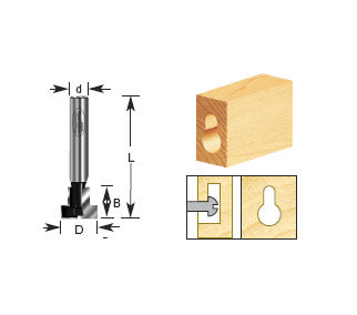 Router Bit - 1/2 D x 3/8 CH x 1/4 SHK -  Timberline Carbide Tipped Keyhole 140 -14