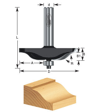 Router Bit - 3/4 R x 2-5/8 D x 5/8 CH x 1/2 SHK - Carb. Tipped Ogee Raised Panel 420 - 10