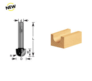 Router Bit - 3/16 R x 3/8 D x 1/4 CH x 1/4 Inch SHK - Carbide Tipped Core Box 160 -14