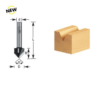 Router Bit - 90° x 3/8 D x 7/16 CH x 1/4 Inch SHK - Carbide Tipped V Groove 180 -10