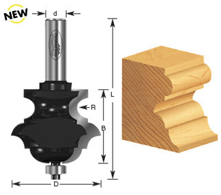 Router Bit - 5/32 R x 1-1/4 D x 9/16 CH x 1/4 SHK - Carbide Tipped Wavy Edge 380 -10