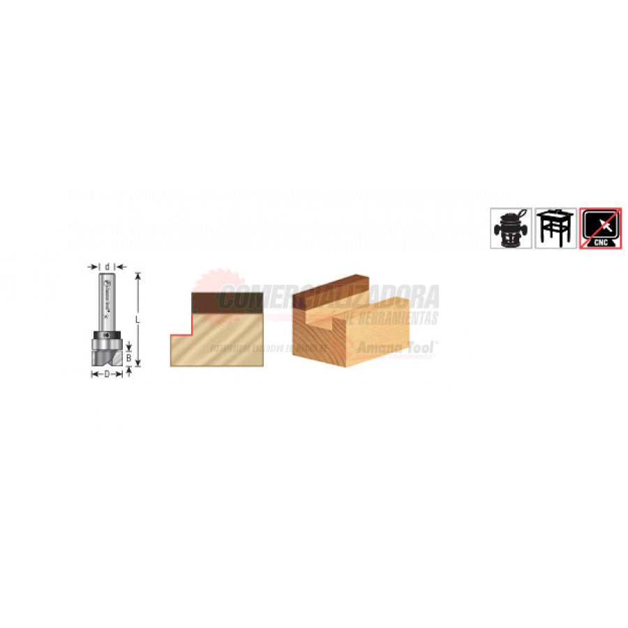 Router Bit - 1/2 D x 3/8 CH x 1/4 Inch SHK - Carbide Tipped Flush Trim Plunge 45481