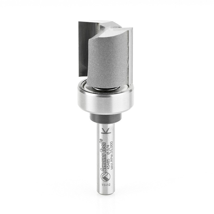 Router Bit - 3/4 D x 3/4 CH x 1/4 Inch SHK - Carbide Tipped Flush Trim Plunge 45485