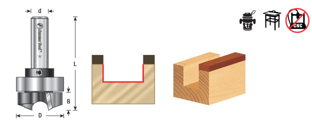 Router Bit - 1/2 D x 3/4 CH x 1/4 Inch SHK - Carbide Tipped Mortising 45582