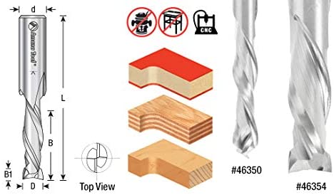 Router Bit - 1/2 D x 1-5/8 CH x 1/2 SHK x 3-1/2 L -Mortise Compression Spiral 46356