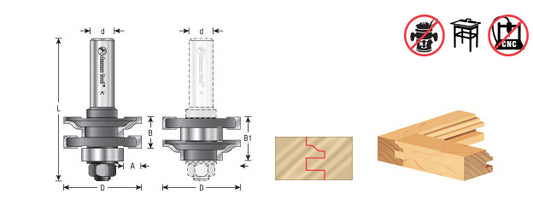 Router Bit - 1-5/8 D x 11/16 CH x 1/2 SHK - Ogee Reversible Stile & Rail Assembly 55350