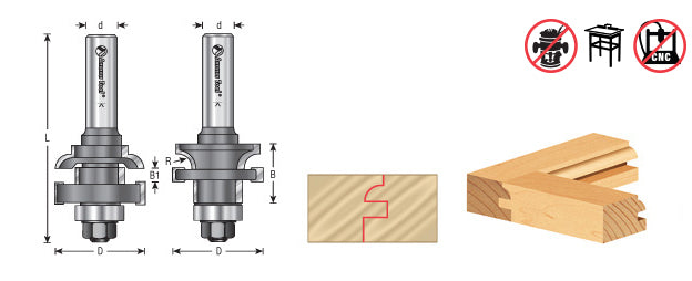 Router Bit - 1-5/8 D x 1-1/16 CH x 1/4 R x 1/2 -  2-Piece Concave Stile and Rail 55420