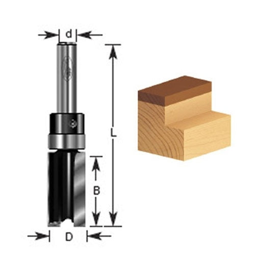 Router Bit - 1/2 D x 1 Inch CH x 1/4 SHK - Carbide Tipped Flush Trim Plunge 120 -10