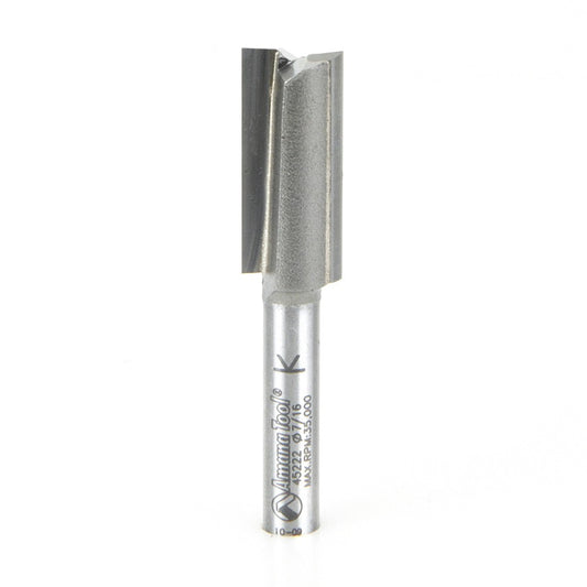 Router Bit - 7/16 D x 1 CH x 1/4 SHK x 2-1/8 L - Carbide Tipped Straight Plunge 45222