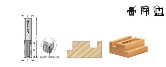 Router Bit - 1/2 D x 1-1/2 CH x 1/2 Inch SHK - Carbide Tipped Straight Plunge 41422