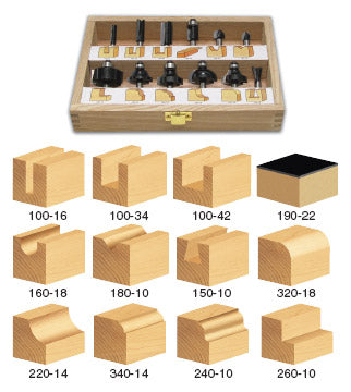 Router Bit - 1/4 Inch Shank - Carbide Tipped Router Bit Set 12 Piece TRS-120