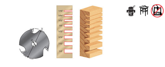 Router Bit - 1-7/8 D x 5/64 CH x 5/16 Inner D - Replacem. Slotting Cutter 3 Wing 53202