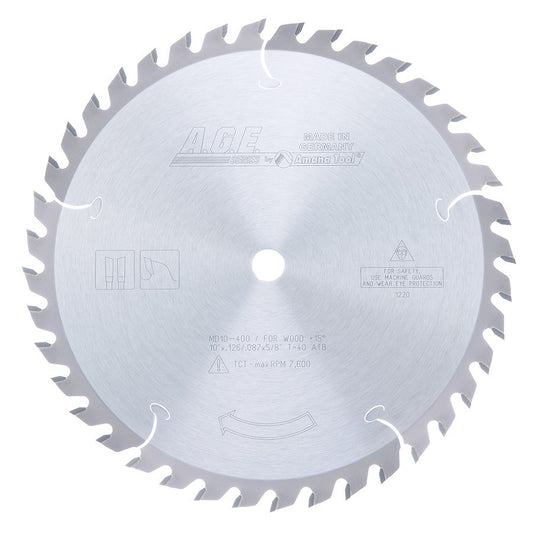 Circular Saw Blade - 10 Inch D x 40T ATB, 15°, 5/8 Bore  MD10 -400