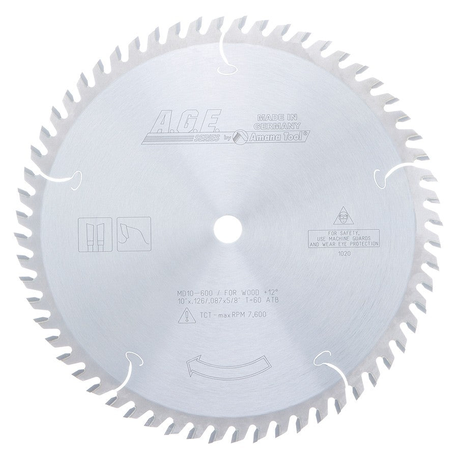 Circular Saw Blade - 10 Inch D x 60T ATB, 5/8 Bore  MD10 -600